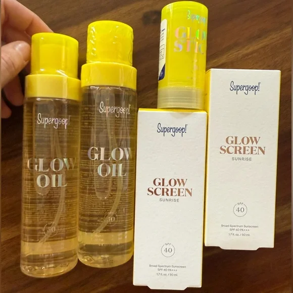 Supergoop! Nourishing Glow Oil, Glow Screen and Glow Stick SPF 40 and 50 - Picture 1 of 11